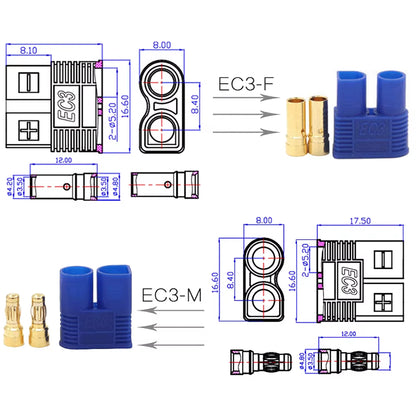 5Set/Lot EC3 3Mm/Ec5 5Mm Male Female Golden Bullet Connector Plug for RC ESC Motor Lipo Battery Car Airplane Boat Done DIY Parts