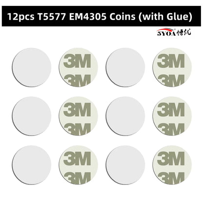 12Pcs RFID 125Khz EM4305 T5577 Blank Key Tag Chip Ring Coin Cards Tags Keytag Copy Rewritable Writable Rewrite Duplicate 125 Khz