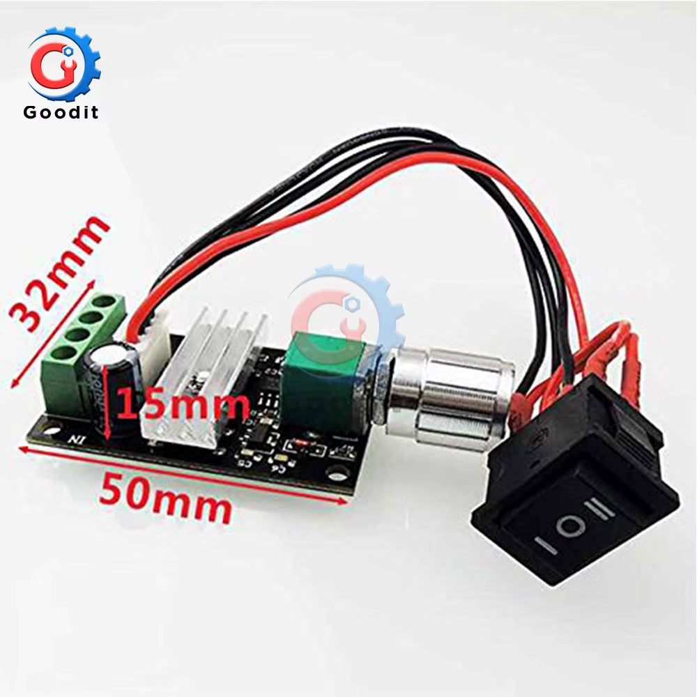 6V 12V 24V 28V 3A 80W DC Motor Speed Controller PWM Speed Adjustable Reversible Control Potentiometer Switch 1203BB Motor Driver