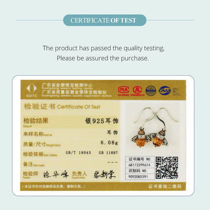 Hot Sale 925 Sterling Silver Yellow Bee Drop Earrings for Women Lovely Insect Earrings Fine Jewelry Gift SCE149
