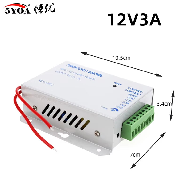 Access Control Power Supplier Transformer DC 12V 3A Door System Switch AC 110~240V Delay Time Max 15S High Quality Control