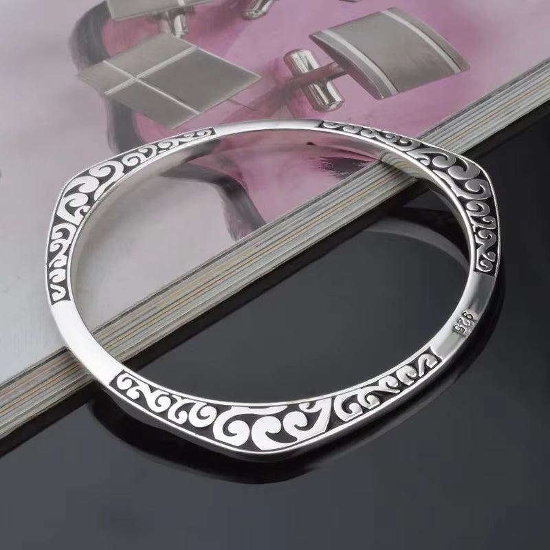 New Arrival 925 Tibetan Sterling Silver Bracelets Women Cuff Bracelet Bangle Hot Sale Luxury with Stamp Jewelry