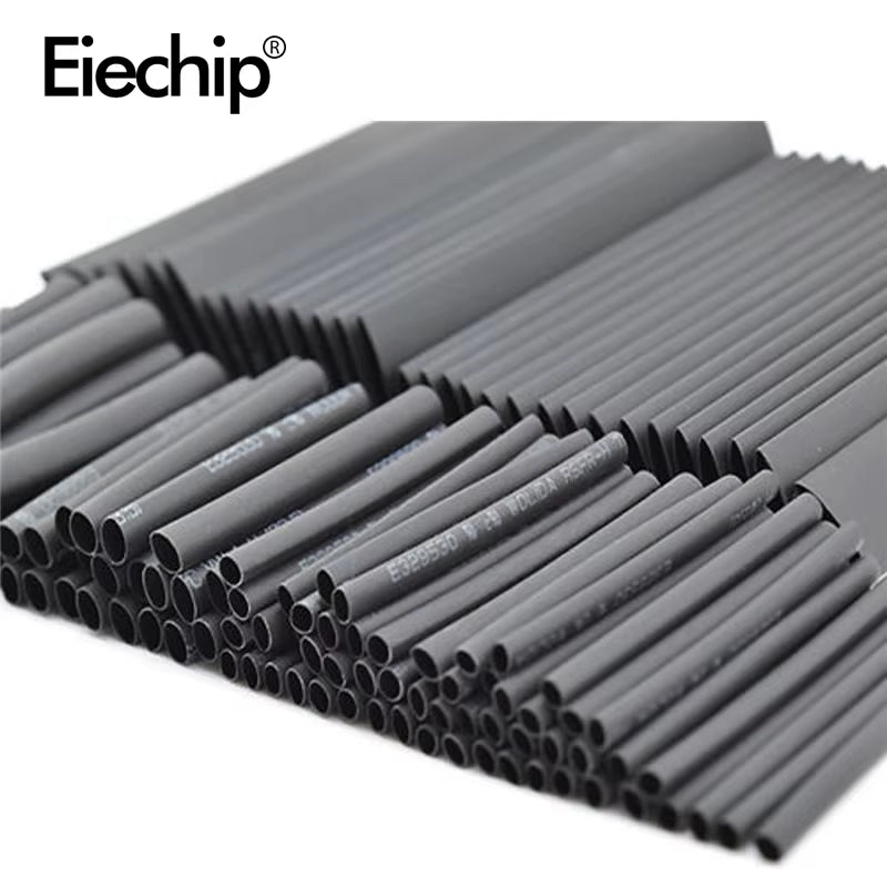 127Pcs/Lot Thermoresistant Tube Shrink Wrapping 2:1 Black Heat Shrink Sleeving Set Wire Cable Polyolefin Wrap Tubing