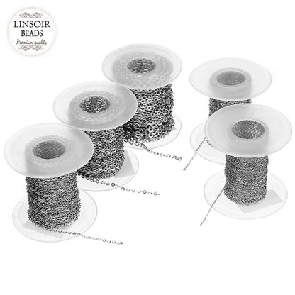 10 Yard/Lot 1Mm 1.5Mm 2Mm 2.5Mm 3Mm Stainless Steel Cable Chain Bulk for Rhodium Black Chain Necklace Diy Jewelry Materials