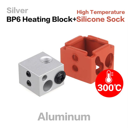 Aluminium Heat Block for J-Head Extruder Hotend 3D Printers High Temp Silicone Socks Parts BP6 Heating Block Accessories