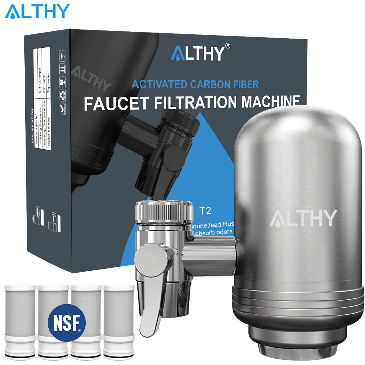Stainless Steel Faucet Tap Water Filter Purifier System, NSF Certified Reduces Lead, Chlorine & Bad Taste Kitchen