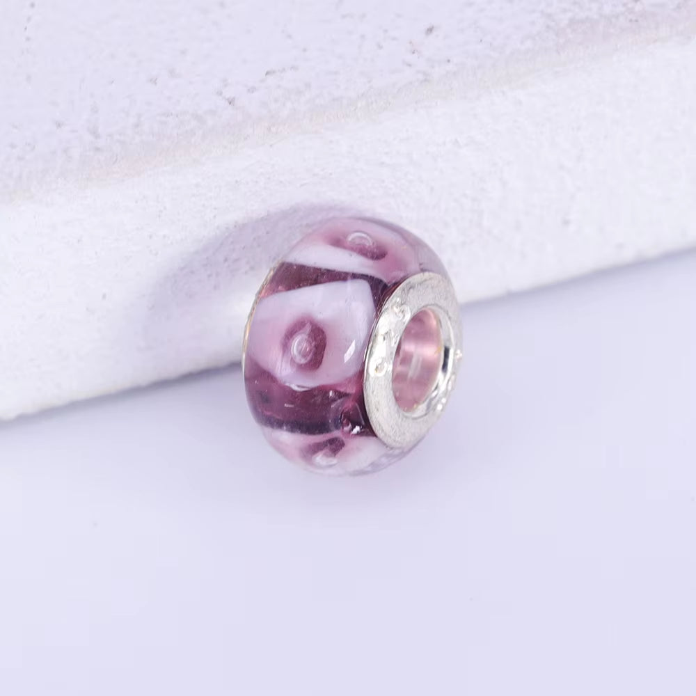 New European Colorful Lampwork Glass Bead Murano Plastic Aolly Charm Fit Pan Brand Bracelet Bangle Women DIY Jewelry Dropship