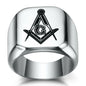 New Arrival Bling CZ Crystal Men Rings with Freemason Masonic Free Mason Signet 316L Stainless Steel Gold Color Jewelry for Men