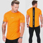Men Cotton Short Sleeve T-Shirt Fitness Slim Patchwork Black Shirt Male Brand Gym Tees Tops Summer New Fashion Casual Clothing