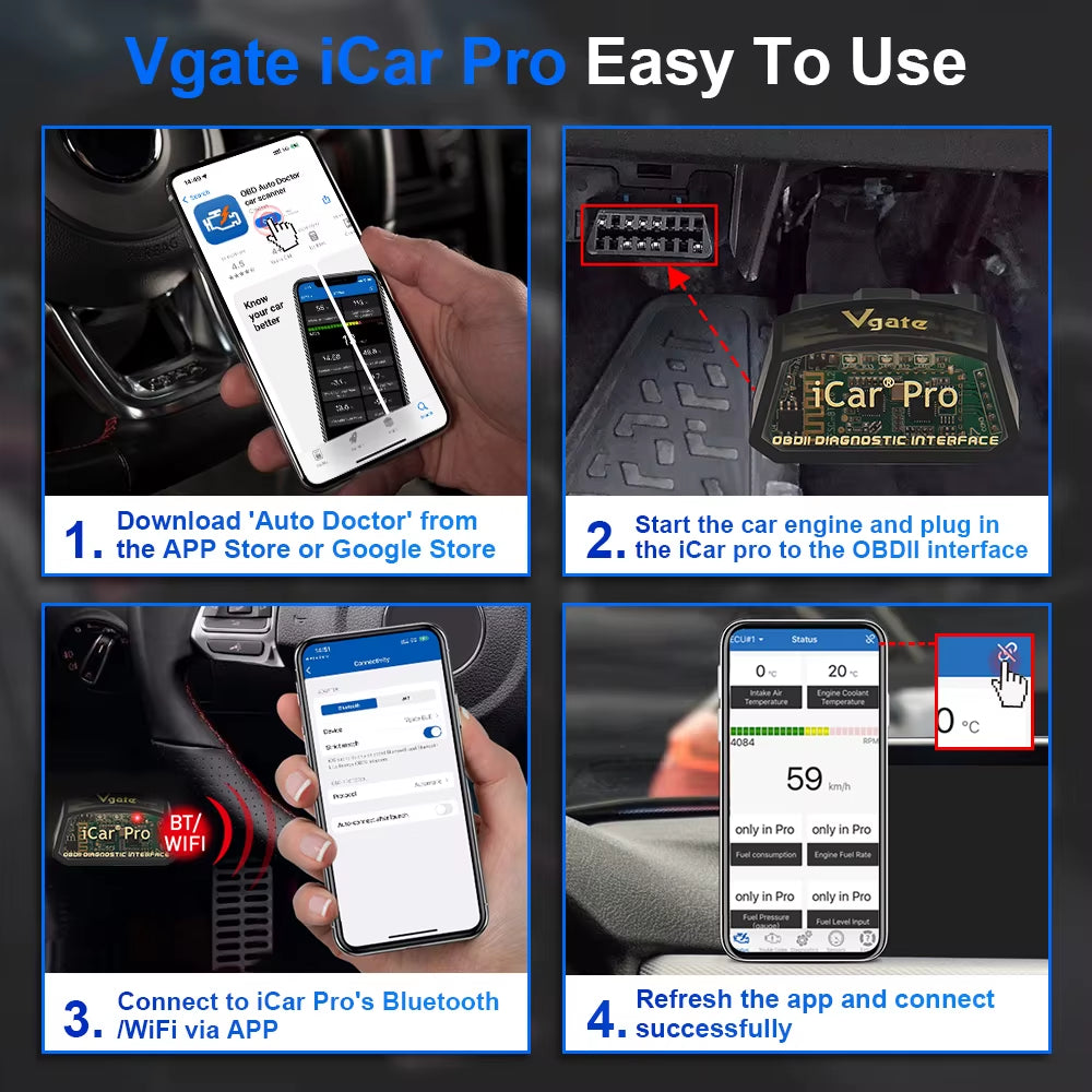 Icar Pro ELM327 V2.3 Bluetooth 4.0 WIFI for Ios/Android OBD Auto Scanner Code Reader OBD2 Car Diagnostic Tool ELM 327 V1 5