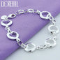 925 Sterling Silver Full Heart Chain Bracelet Fashion for Women Wedding Engagement Jewelry