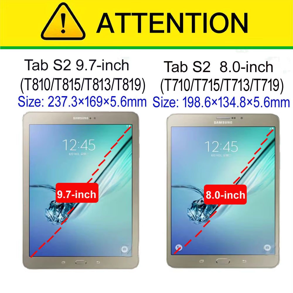 Tablet Case for Tab S2 9.7 SM-T810 T815 T813 T819 Cover - for  Galaxy Tab S2 8.0 SM-T710 T715 T713 T719 Case +Screen Film