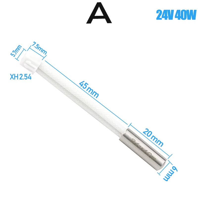 6X16 6X20 6X30Mm Ceramic Cartridge Heater 12V 24V 40W 50W 60W 70W for CNC 3D Printer Print Head Hotend J-Head