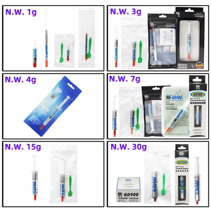 Net Weight 1/3/7/15/30 Grams Gray 900 Thermal Conductive Grease Paste Plaster Heat Sink Commpound for CPU LED SSY BAS BR BX CB