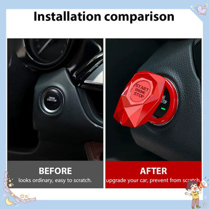 Abfg-Car Engine Start Stop Button Cover Trim Push Button Switch Interior Accessories Car Decorative Start Stop Button Caps
