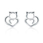 Authentic 925 Sterling Silver Cute Cat Small Stud Earrings for Women Fashion Sterling Silver Jewelry SCE271