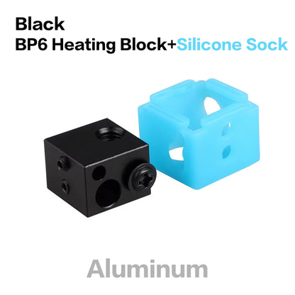 Aluminium Heat Block for J-Head Extruder Hotend 3D Printers High Temp Silicone Socks Parts BP6 Heating Block Accessories