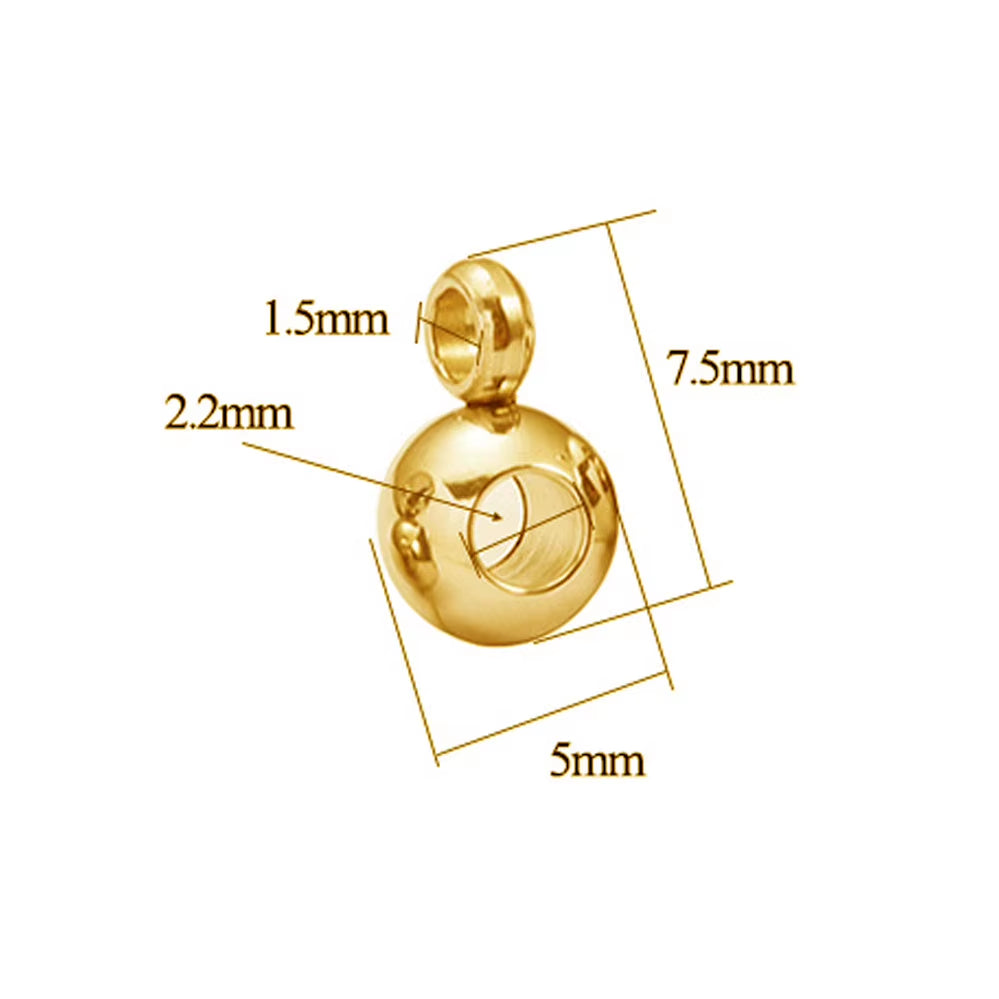10Pcs Stainless Steel Spacer Beads Pendant Charms Clasps Gold Color Bail Beads for DIY Jewelry Making Findings Hole 2-4Mm Beads