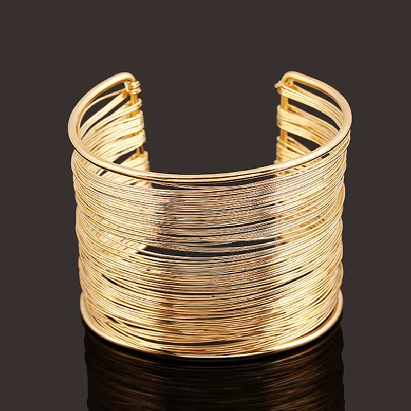 Bijoux Gypsy Fashion Gold Silver Plated Punk Hip Hop Cuff Wide Men Bangles Arm Bracelet for Women Bracelets & Bangles