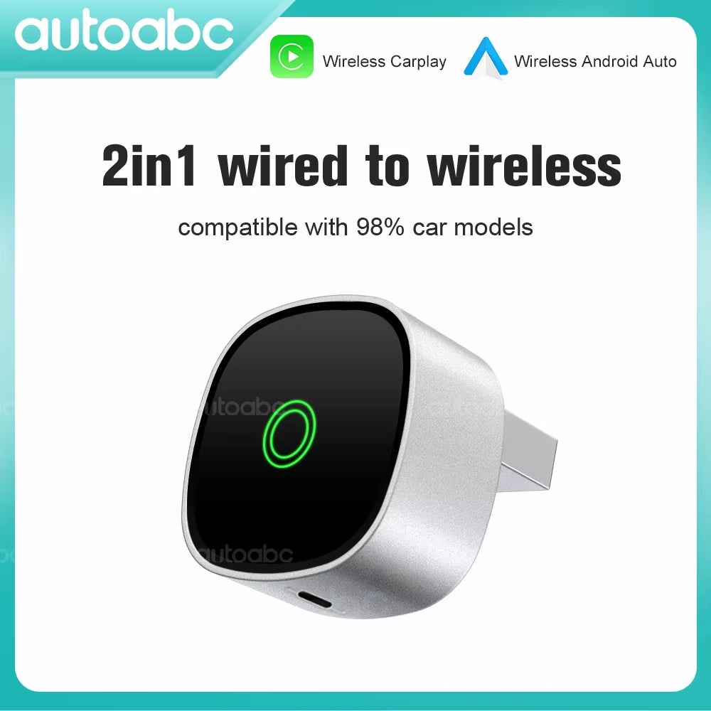 AUTOABC 2025 New 2 in 1 Wireless Carplay Adapter Plug & Plug Auto Connect No Delay Converts Wired to Wireless