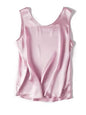 . Women Basic Cozy Tanks, 100%Real Silk, O Neck Sleeveless Chic T Shirt, 2025 Solid Summer Vests, White, Pink, Beige