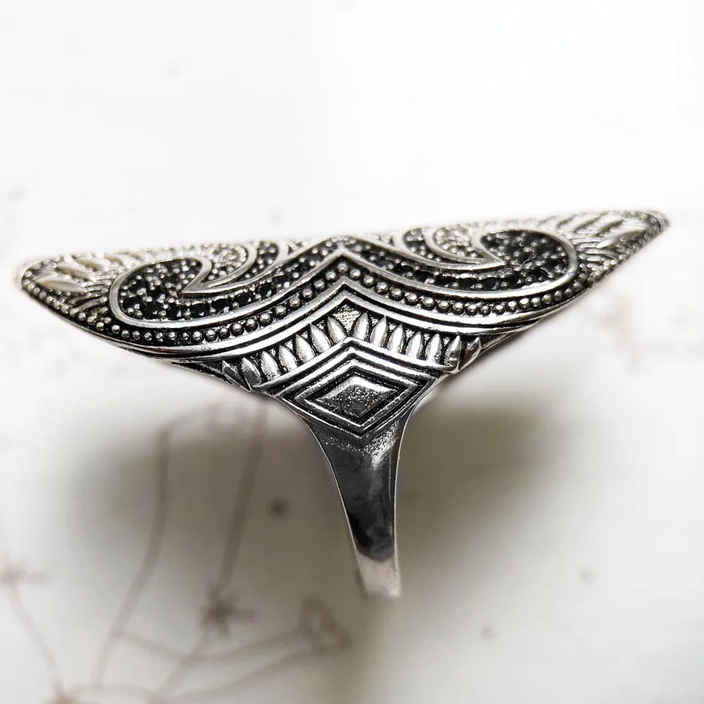 Ring Maori Cultural Tattoo Ornament,Bridal Sets Fashion Good Jewerly for Women Men Gift in 925 Sterling Silver