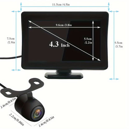 Car Monitor Camera 4.3-Inch Display HD Reversing Rearview Camera Car Reversing Kit for Car Pickup Universal RV SUV ALL