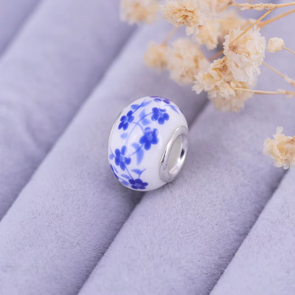 New European Colorful Lampwork Glass Bead Murano Plastic Aolly Charm Fit Pan Brand Bracelet Bangle Women DIY Jewelry Dropship