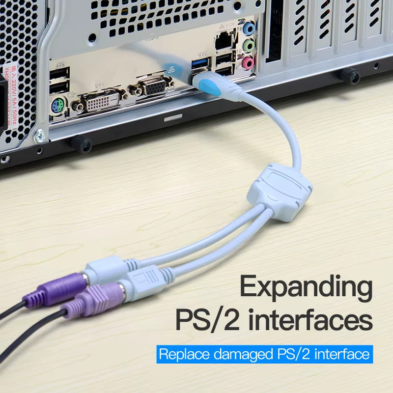 USB to PS2 Converter Cable USB Male to PS/2 Female Adapter USB Extension Cable for Keyboard Mouse Scanner PS2 USB Cable