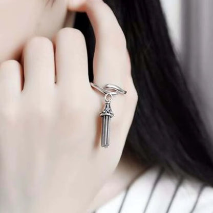 30% Silver Rings for Women Jewelry Titanium Silver Female Copper Ring Vintage Ethnic Fashion Punk Rock Tassel Fashion Bague