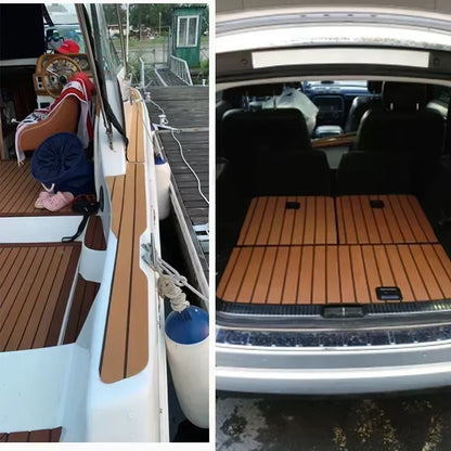 580X2400X5Mm EVA Foam Faux Teak Boat Decking Mat Brown Deck Sheet Yacht Flooring anti Skid Mat Self Adhesive Vehicle Pad