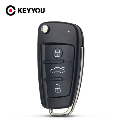 Replacement Folding Flip Remote Car Key Shell Case 3 Button Case for AUDI No Blade