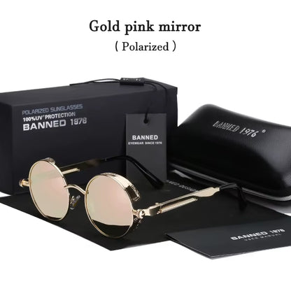 2020 Retro round Metal HD Polarized Punk Steampunk Sunglasses for Women Men,Vintage Sun Glasses Oculos De Sol Meminino Masculino