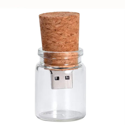 New Arrival Messenger Bottle Usb 2.0 Memory Stick Glass Drift Bottle Usb Flash Drives Wooden Cork Pendrive 16GB 32GB 64GB
