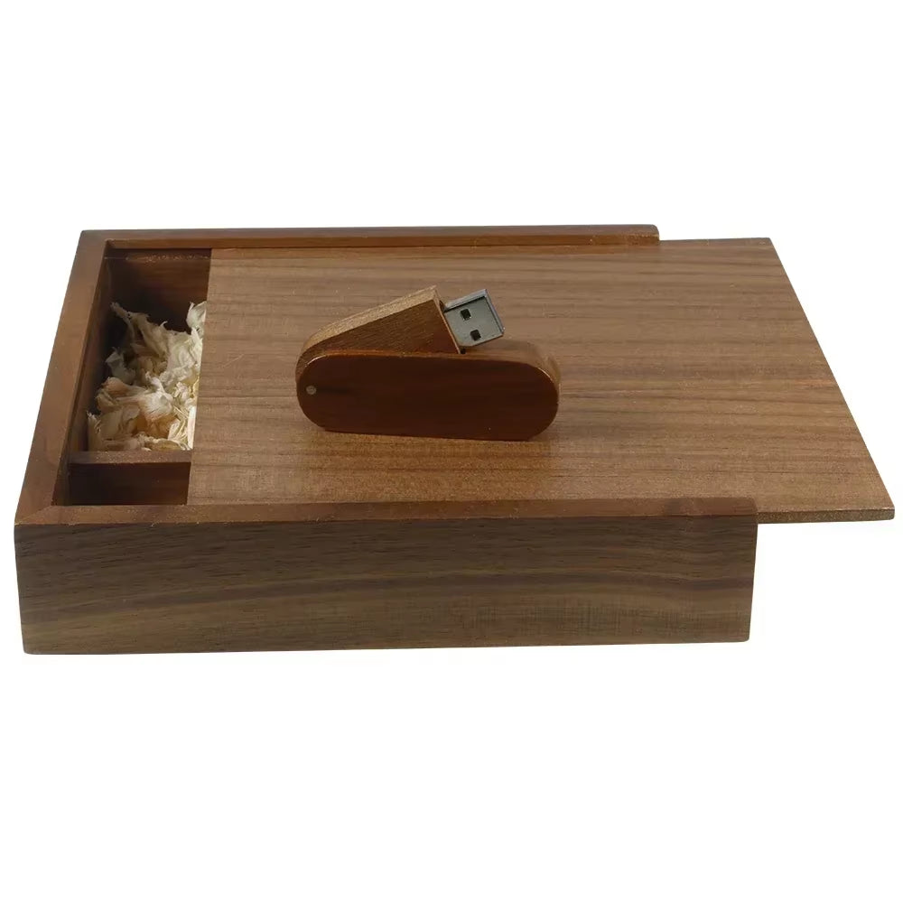 (1 PCS Free LOGO) Photo Unique Album Walnut Wood Usb+Box Pendrive USB Flash Drive 8GB 16GB 32GB 64GB 128GB Photography