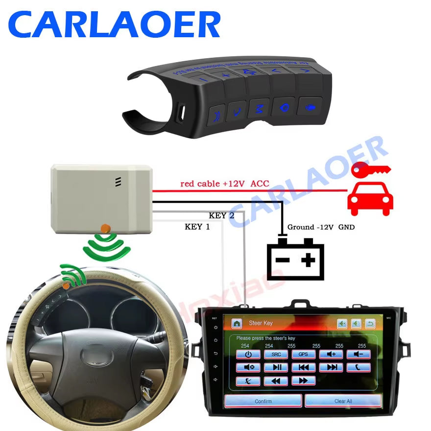 Car Remote Controls for Steering Wheel Button Bluetooth Remote Control Universal for 2 Din Car Android Radio Player
