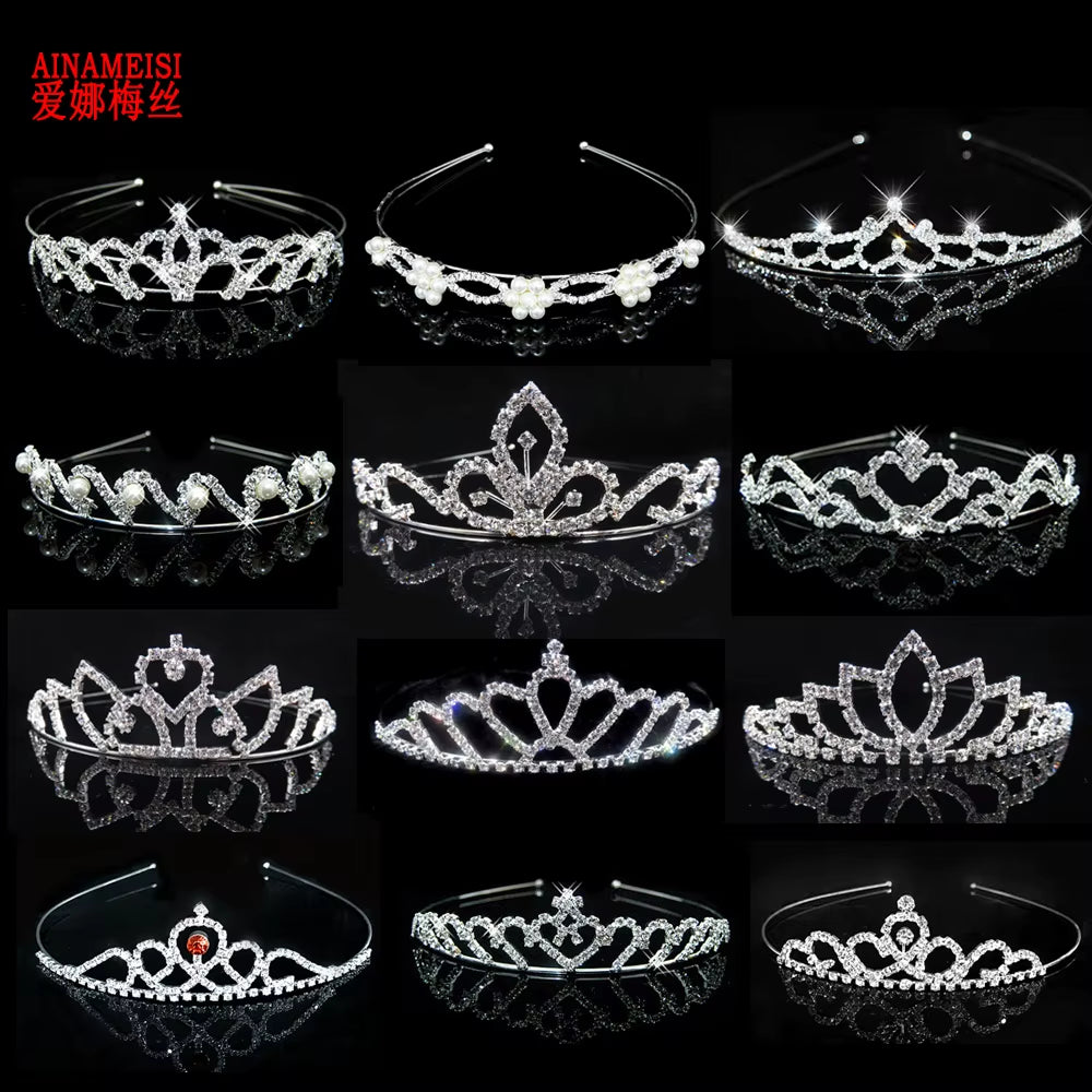 Princess Crystal Tiaras and Crowns Headband Kid Girls Love Bridal Prom Crown Wedding Party Accessiories Hair Jewelry