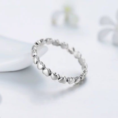 Hot Authentic Original Fashion 100% Solid 925 Sterling Silver Heart Finger Ring Forever Love Jewelry Valentine'S Day Gift