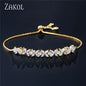 Classic White Marquise Cut Cubic Zircon Chain & Link Bracelets Bangles Flower Bridal Wedding Jewelry for Women BP094