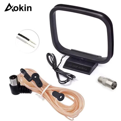 FM Antenna FM Dipole Antenna 75 Ohm Indoor FM Radio Antenna AM Loop Antennas for Car Radio Music Equipment Home Stereo Receiver