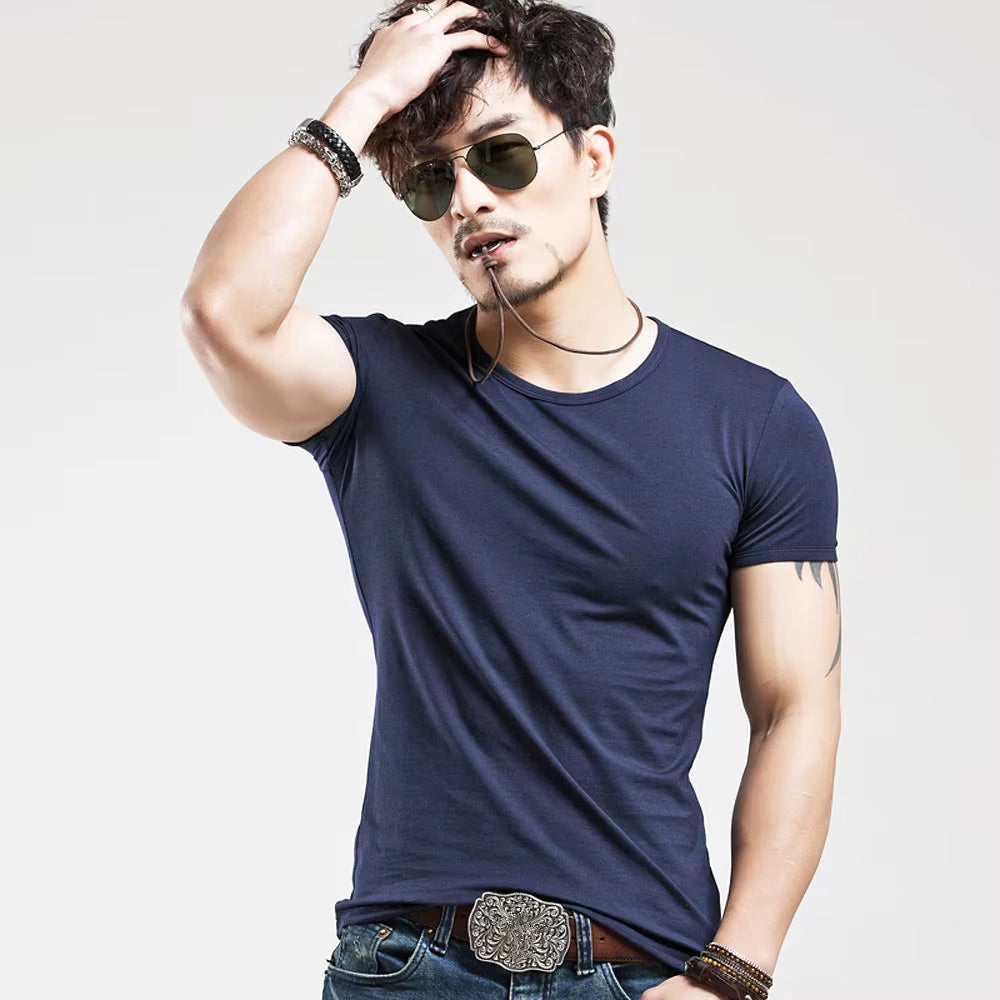 2025  Brand New Men T Shirt 10 Colors Fitness Mens T-Shirts V Neck Man T-Shirt for Male Clothing Tshirts S-5XL Tops Tees