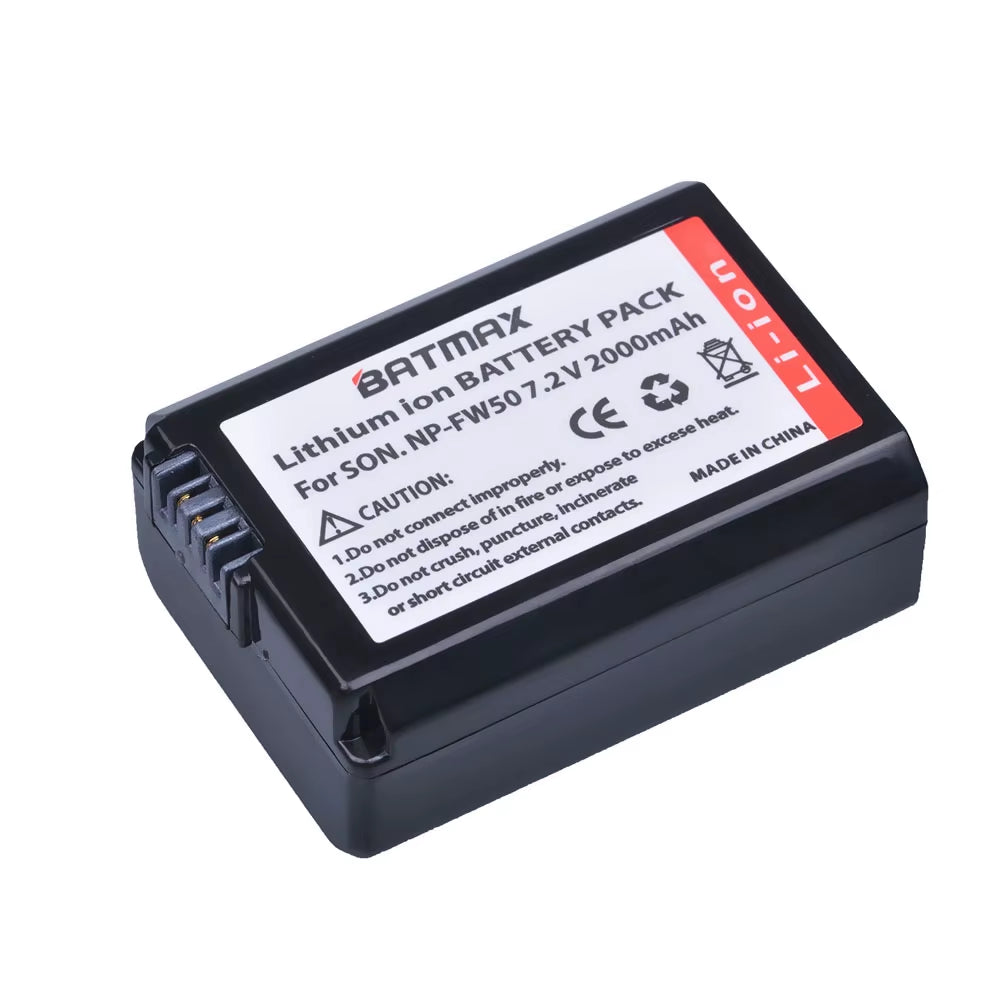2000Mah NP-FW50 NP FW50 Camera Battery + LCD USB Dual Charger for Sony Alpha A6500 A6300 A6000 A5000 A3000 NEX-3 A7R Zv-E1