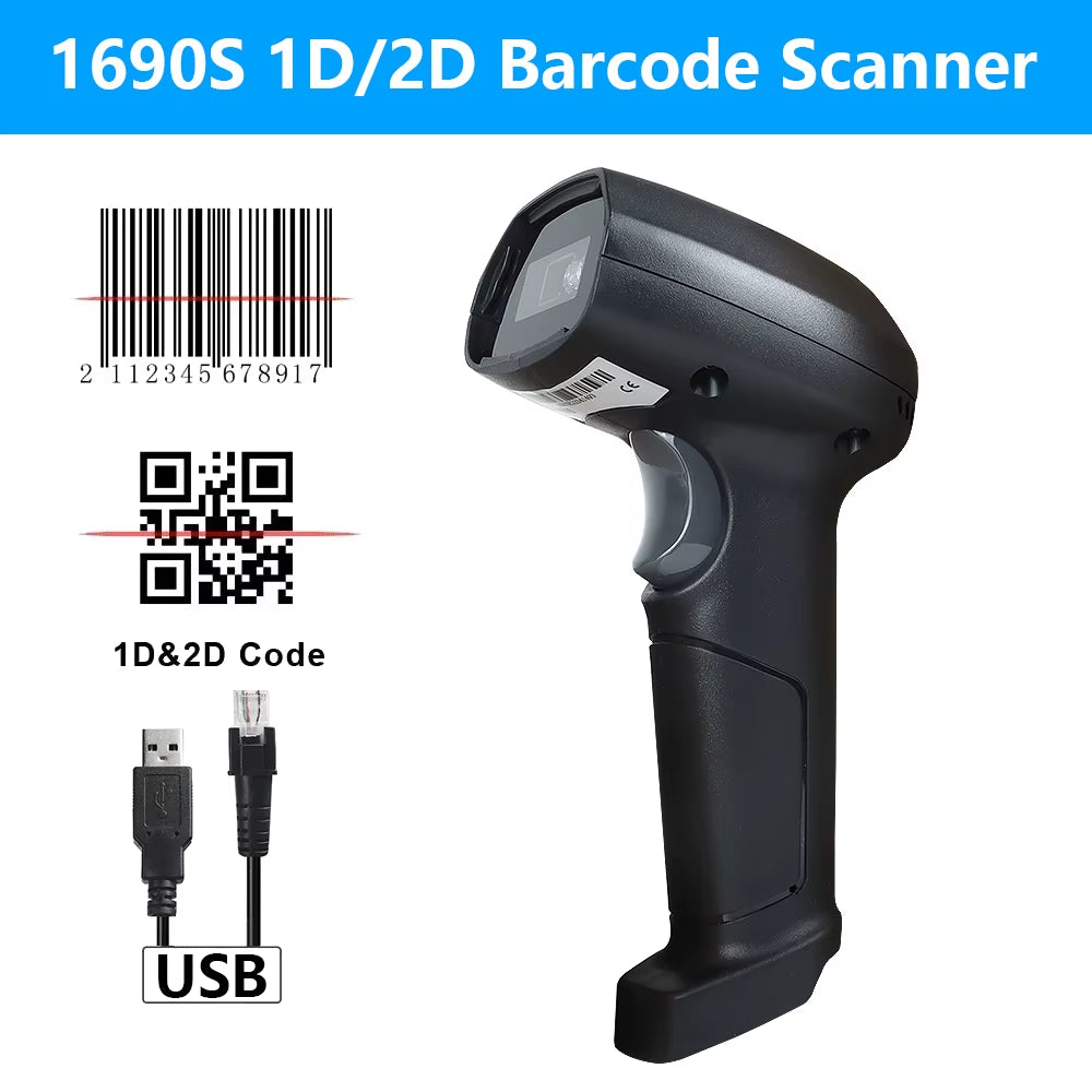 1D/2D Supermarket Handhel Barcode Bar Code Scanner Reader QR PDF417 Bluetooth 2.4G Wireless &Wired USB Platform