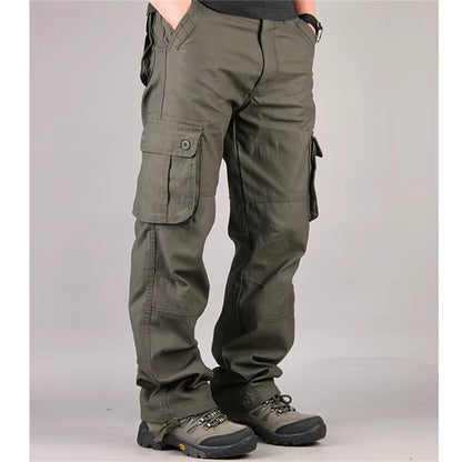 Men'S Cargo Pants Mens Casual Multi Pockets Sports Large Size 44 Tactical Pants Men Outwear Straight Loose Fashion Long Trousers