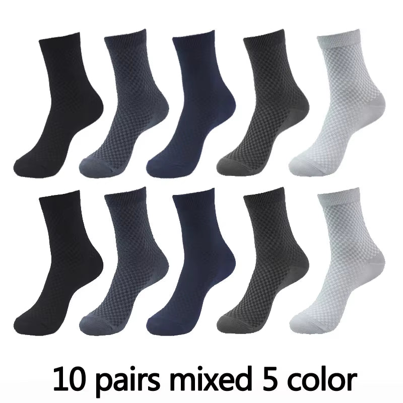 10 Pairs High Quality Bamboo Fiber Men'S Socks Business Breathable Deodorant Compression Socks Men Long Big Size EUR 38-46