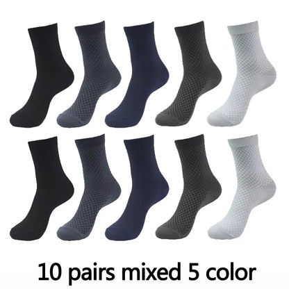 10 Pairs High Quality Bamboo Fiber Men'S Socks Business Breathable Deodorant Compression Socks Men Long Big Size EUR 38-46