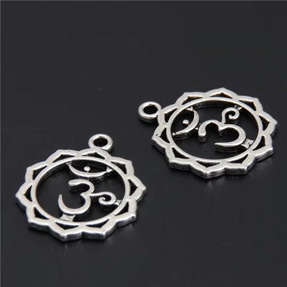 21Pcs Silver Color 7 Chakra Charms Mandala Pendant Yoga OM Buddhist Metal for Jewelry Making Supplies