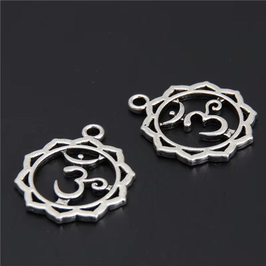 21Pcs Silver Color 7 Chakra Charms Mandala Pendant Yoga OM Buddhist Metal for Jewelry Making Supplies