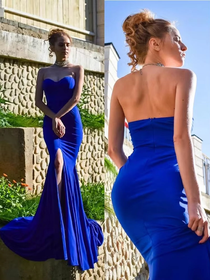Sexy Strapless Long Black Maxi Dress Front Slit Bare Shoulder Red Women'S Evening Summer Night Gown Party Maternity Dresses