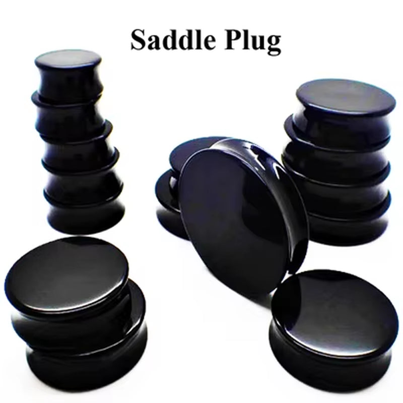 Bog-Pair Black Heart Ear Tunnel Gauge Acrylic Ear Spiral Plugs Ear Taper Stretchers Gauge Expander Saddle Ear Plugs 4-25Mm